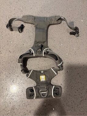XS Ruffwear Gray Dog Harness with Yellow Logo Patch